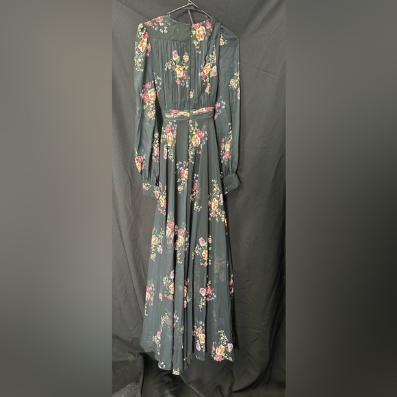 IEENA FOR MAC DUGGAL 55661 NWT Belted Floral Print Illusion Long Sleeve Gown - Picture 5 of 6